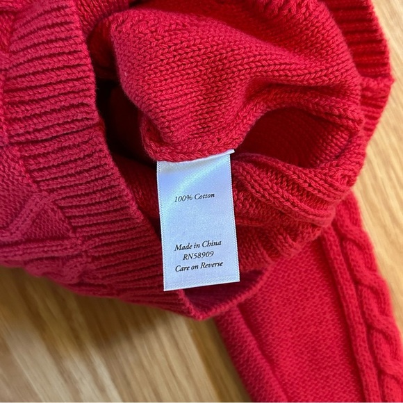 3T red thick cable knit 100% cotton sweater Valentine’s Day. Christmas nwt - Picture 3 of 7